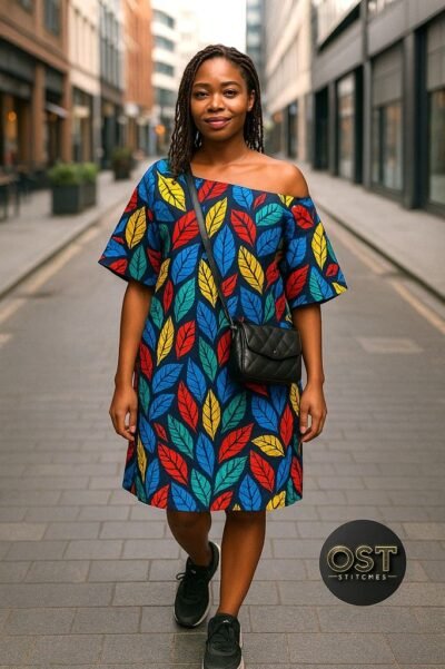Multi-Colour Off-Shoulder Dashiki Dress