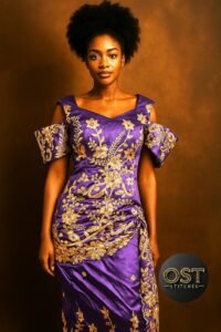 Royal Orchid Embroidered Gown