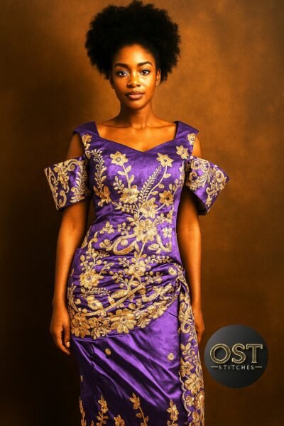 Royal Orchid Embroidered Gown