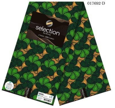 Premium Ankara Fabric – Emerald Fan Elegance