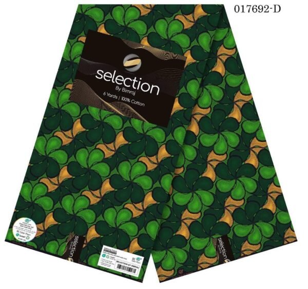 Premium Ankara Fabric – Emerald Fan Elegance